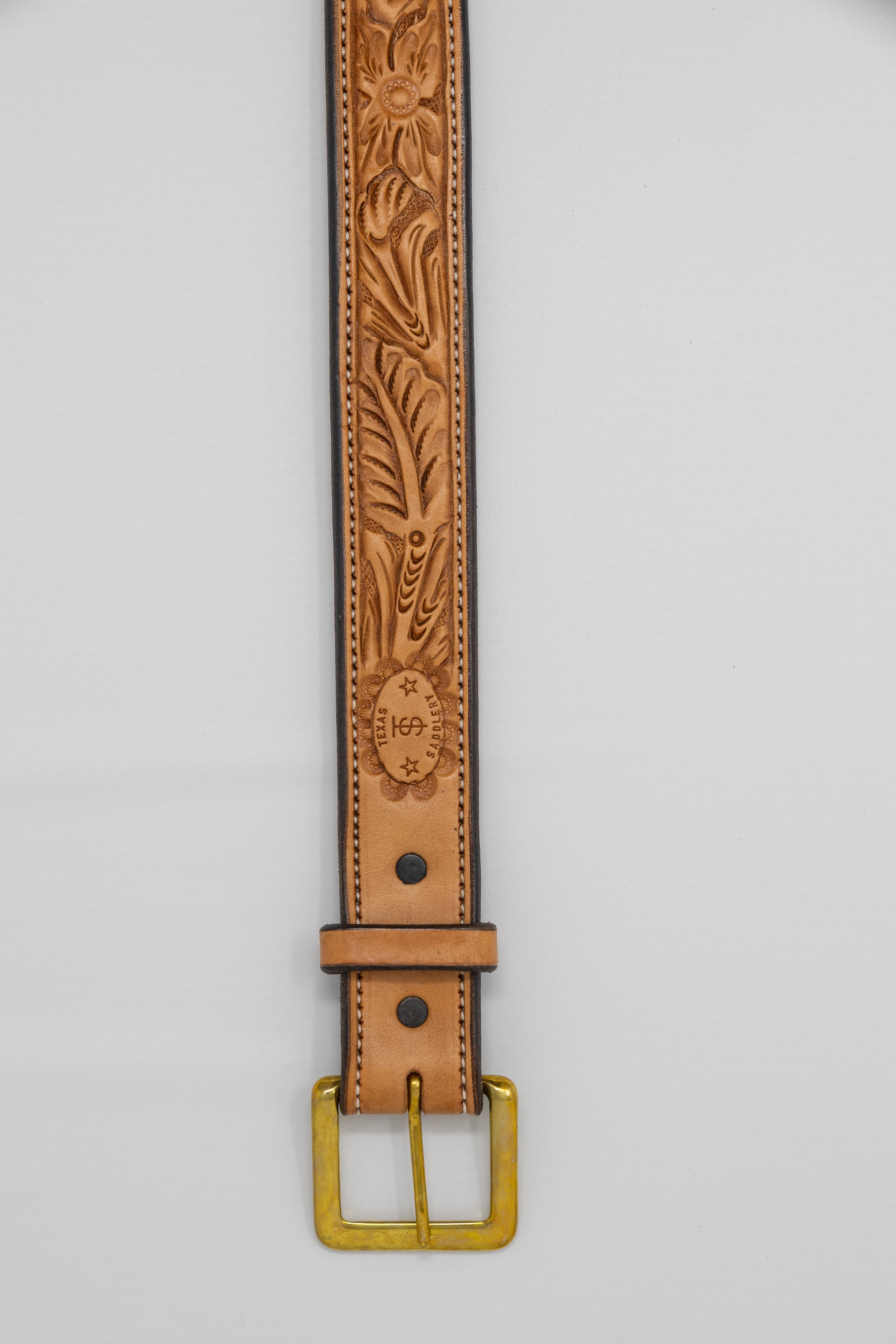 Saddle Tan Floral Belt
