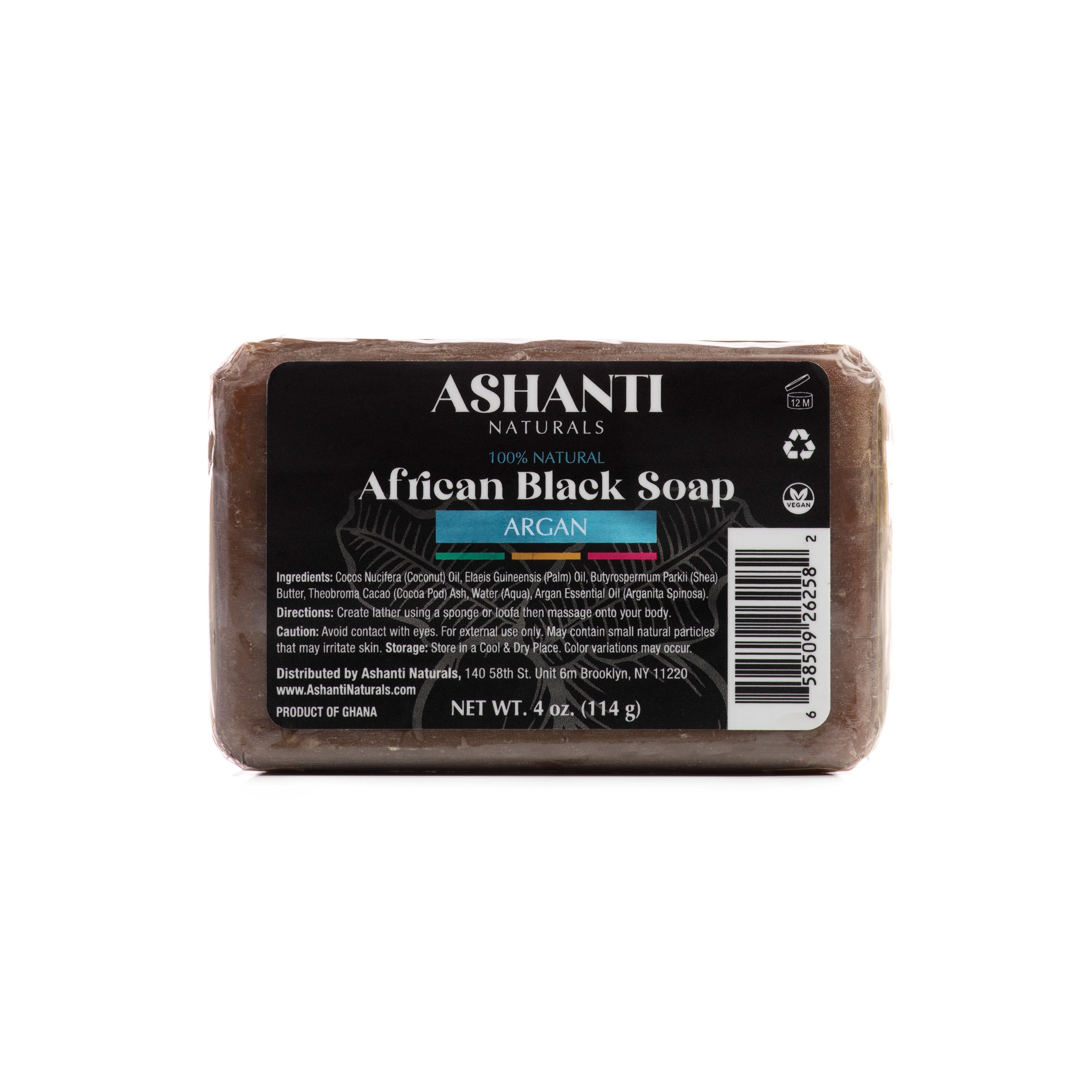 ASHANTI NATURALS 100% African Black Soap - Argan