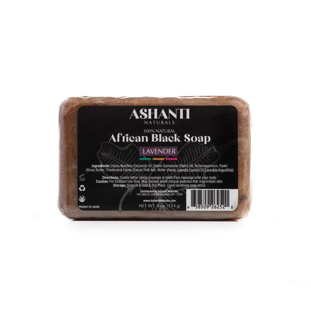 ASHANTI NATURALS 100% African Black Soap - Lavender