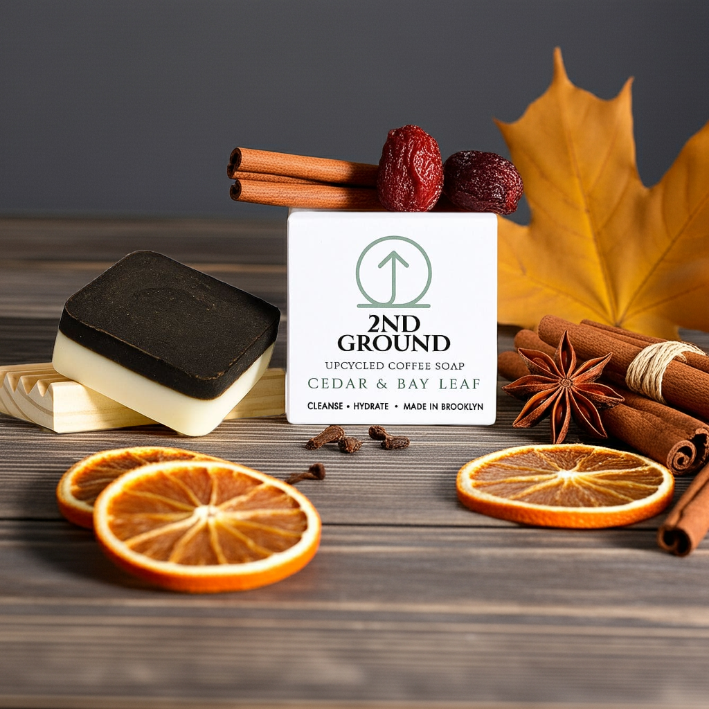 Cedar & Bay Leaf Coffee Soap – Exfoliating, Hydrating, Zero-Waste