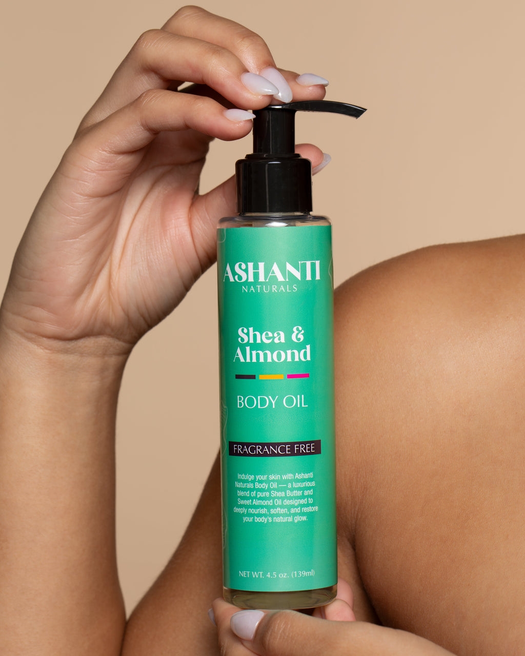ASHANTI NATURALS Shea & Sweet Almond Body Oil - Fragrance Free