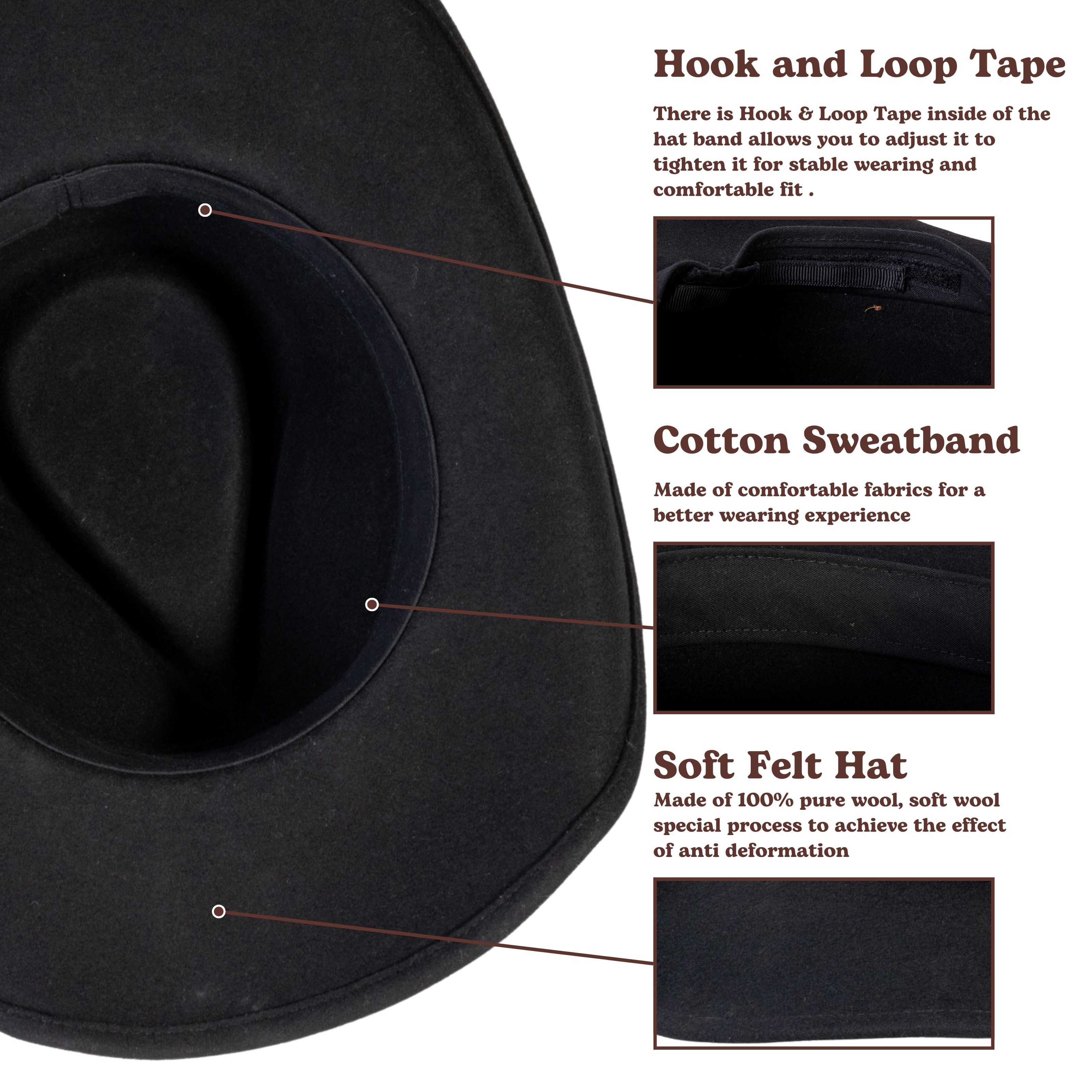 Rustler Black Felt Cowboy Hat