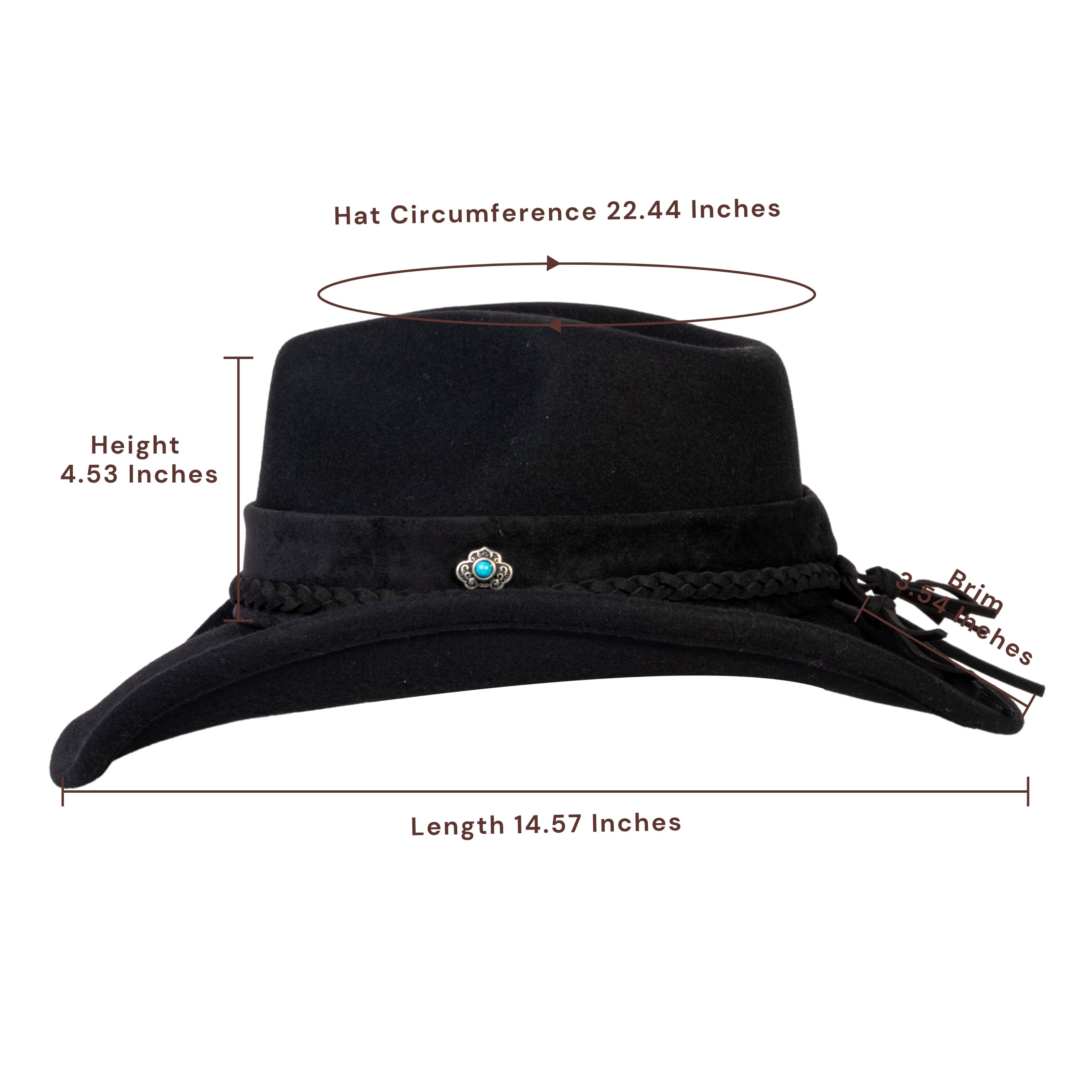 Turquoise Ridge Black Felt Cowboy Hat